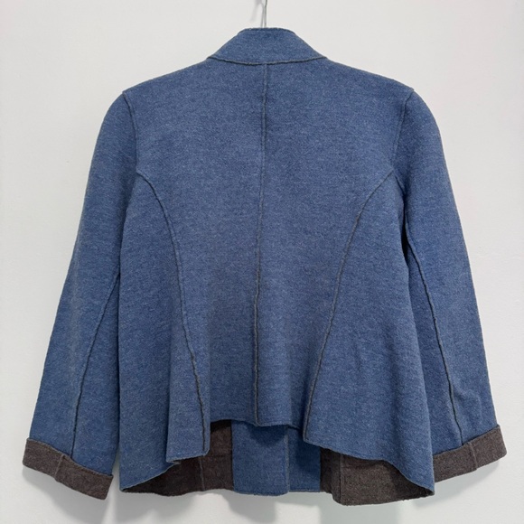 Periwinkle and light brown wool jacket from Eileen fisher. - Picture 3 of 6